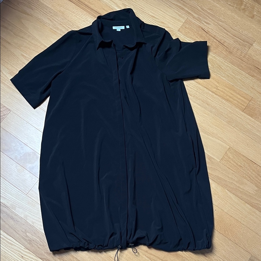 Chico's Black Button Down Dress with Bungee Tie Hem